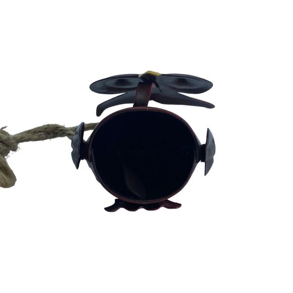 Handcrafted Metal Owl Bell With Rope Hanger Red Black 1.5” Tall Rustic Farm - Picture 6 of 7